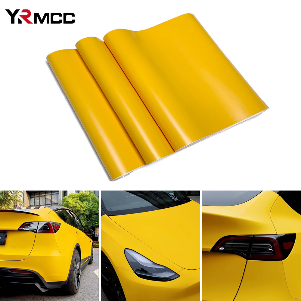 Car Accessories On Amazon - รถไวนิลห่อฟิล์ม DIY สติ๊กเกอร์รถสีเหลืองฟิล์ม Auto Body ตกแต่งป้องกันรอยขีดข่วนกันน้ํา